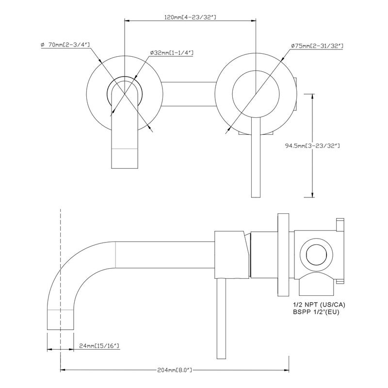 Sumerain Wall Mount Bathroom Faucets Brushed Nickel,Single Handle Wall Mount Faucet with Brass Rough-in Valve - Image 4